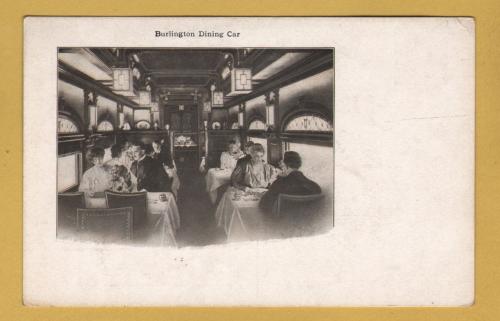 `Burlington Dining Car` - c1910 - Postally Unused - Burlington Route Postcard.